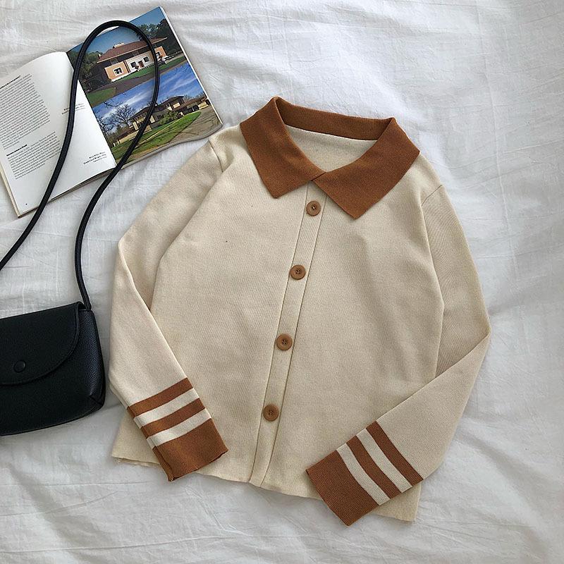 

WTEMPO Однотонный отложной воротник для женщин весна-осень большой размер сексуальный свитер с V-образным вырезом пальто тонкие вязаные кардиганы с пуговицами One Size абрикосовый