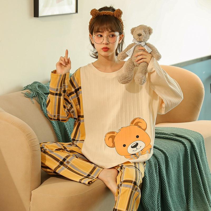 YIJIU Women's Cute Cartoon Print Pajama Set - Short Sleeve Top & Long Pants, Black Love Print, Size XX-Large - View #11