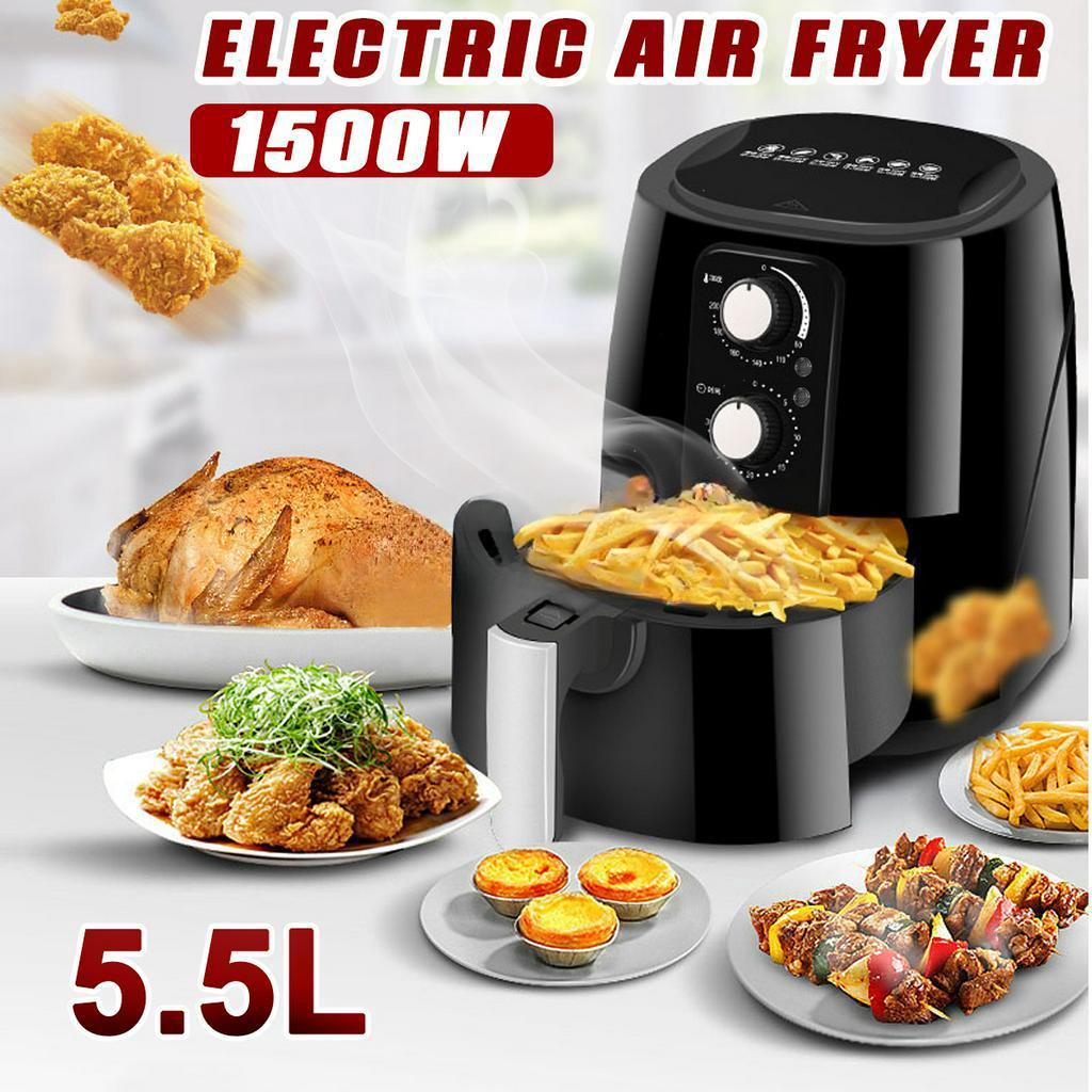 220V 5.5L Multifunction Air Fryer Oil free Health Fryer Cooker Smart Touch LCD Deep Airfryer Pizza Fryer 1500W