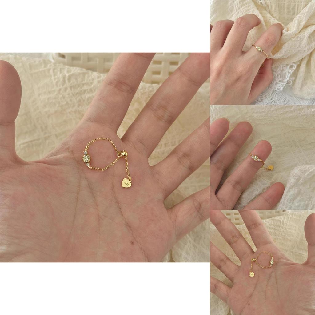 Trendy Pull-through Chain Ring For Women Featuring Chic Moissanite Accents