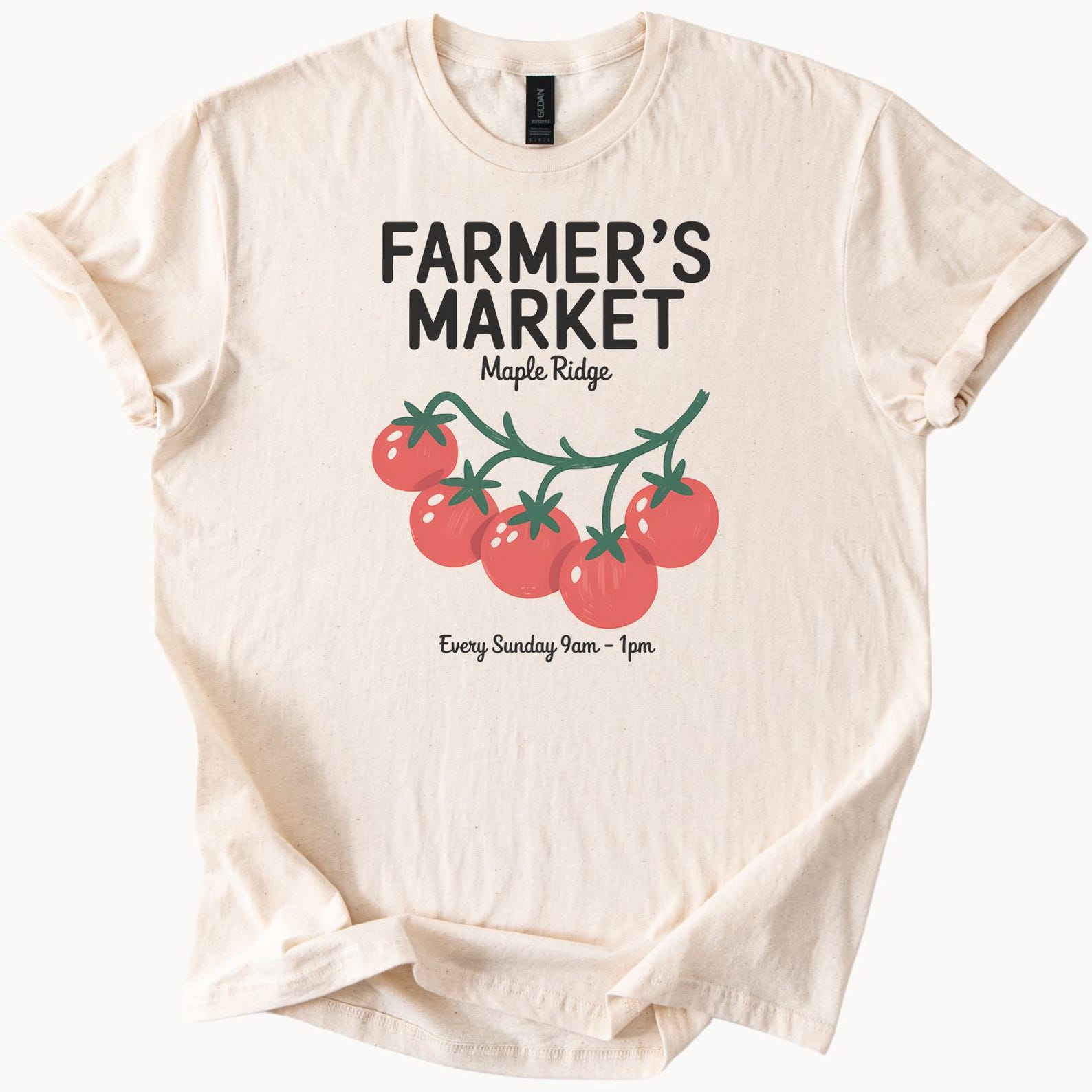 Farmers Market Maple Ridge Graphic T Shirt Tomato Illustration Local Produce Foodie Gift Summer Garden Tee Farmers Market Apparel Shirt 120