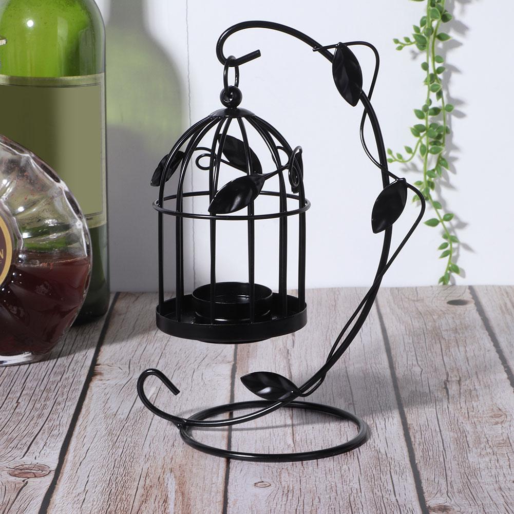 Iron Candle Holder Innovative Leaves Hollow Out Cage Shaped Hanging Candlestick Decoration for Home Coffee Shop Hotel