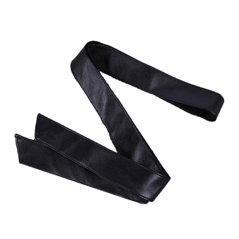 Womens PU Faux Leather Overcoat Waist Belt Solid Color Jackets Wide Waistband for Fashion Women