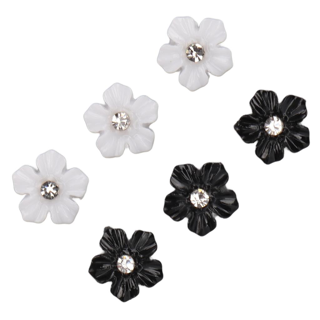 3D Blumen Nagelkunst Dekorationen Schwarz Weiß 5 Blütenblatt Blume Nagel Ornamente für DIY Nageldekoration