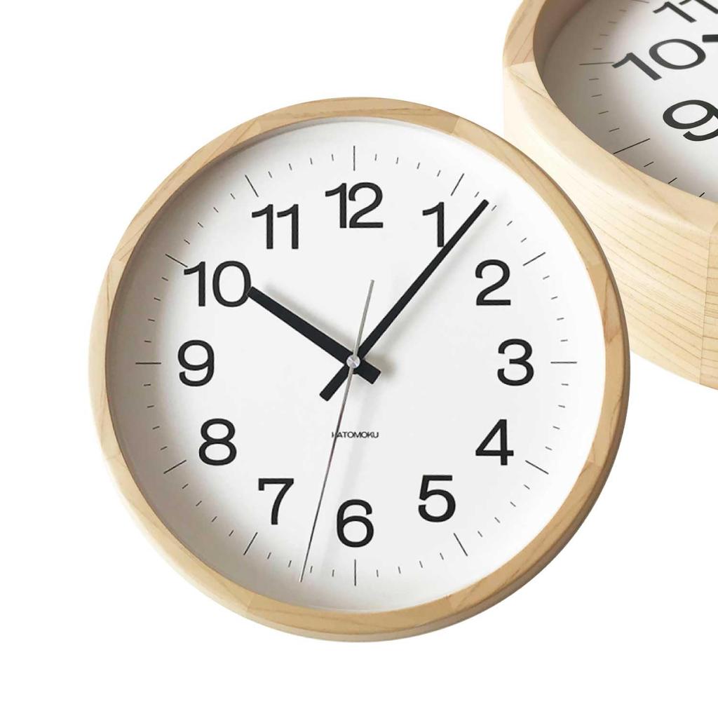 KATOMOKU Muku Clock 16, Hinoki Wood, km-113HI, Wall Clock with Continuous Second Hand, 30.6cm Diameter (quartz Clock)