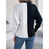 Women S Casual Color Block Round Neck Long Sleeve Pullover Sweater