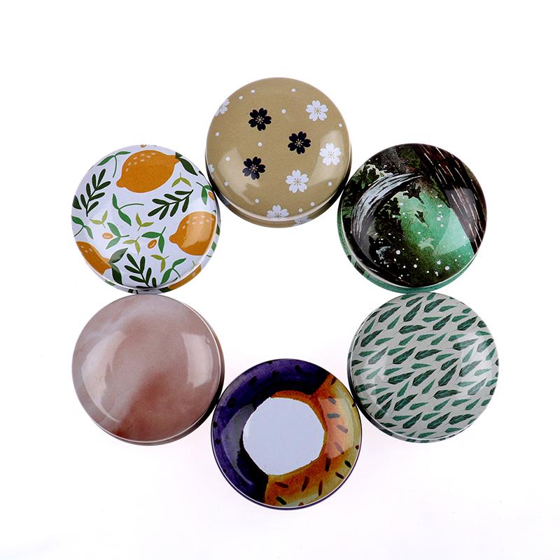 1Pc/12Pcs Mini Elegant Flower Tin Box Diy Candle Jar Balm Round Empty Iron Box