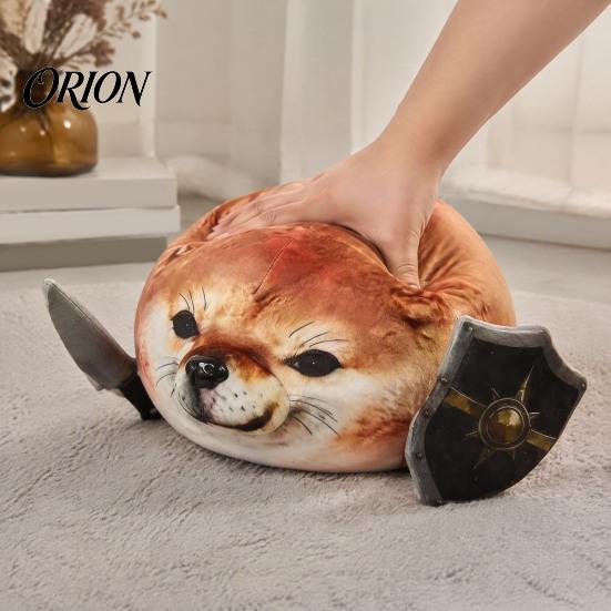 Novelty Home Decor 35/45CM What The Dog Doing Plush Toy, Funny Shiba Plushie, Detachable Comfortable Stuffed Doll Knife Shield Doll, Soft Pillow,