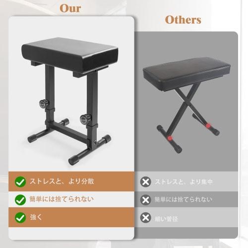 Rxakudedo Adjustable Piano Bench Stool - Music Keyboard Bench Seat for Piano Keyboard Stand, Black, PU Padded Cushion, Comfortable and Soft