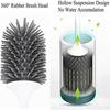 Silicone Toilet Brush and Holder,Bathroom Toilet Brush Holder Set,Silicone Toilet Cleaning Brush Kit with Soft Bristle Brush