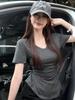 2025 Summer Chic Solid Color Slim Fit V-Neck T-Shirt for Women
