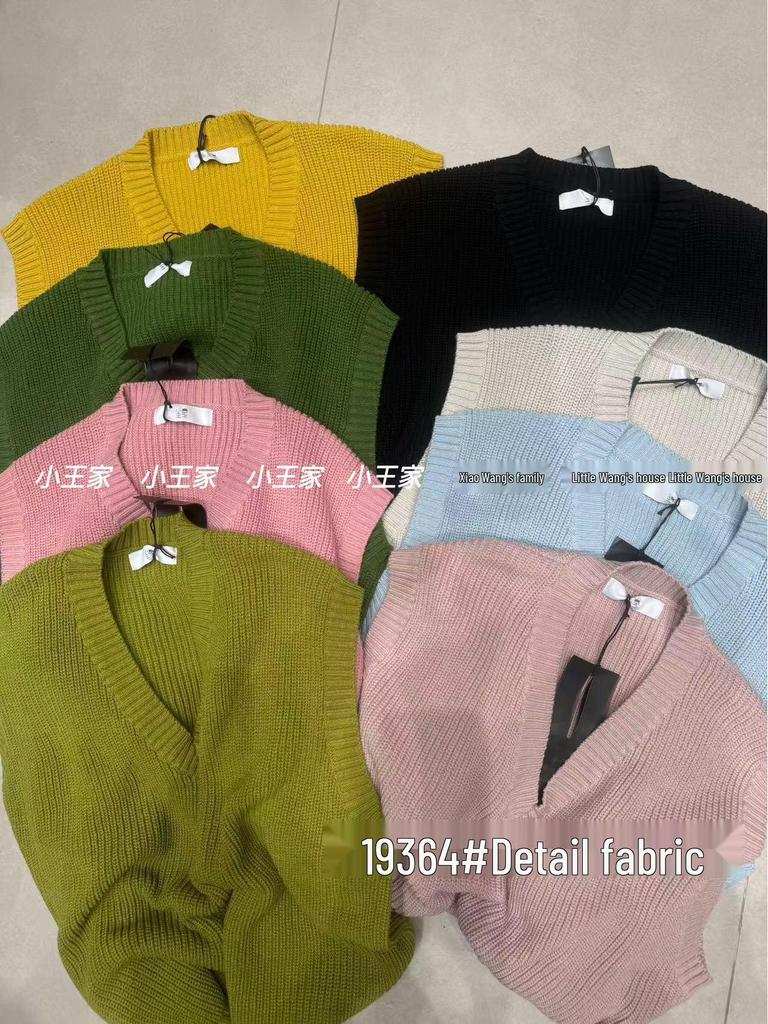 Xiao Wang's 19364 Spring Korean Plus Size V-Neck Casual Loose Knit Sweater Vest