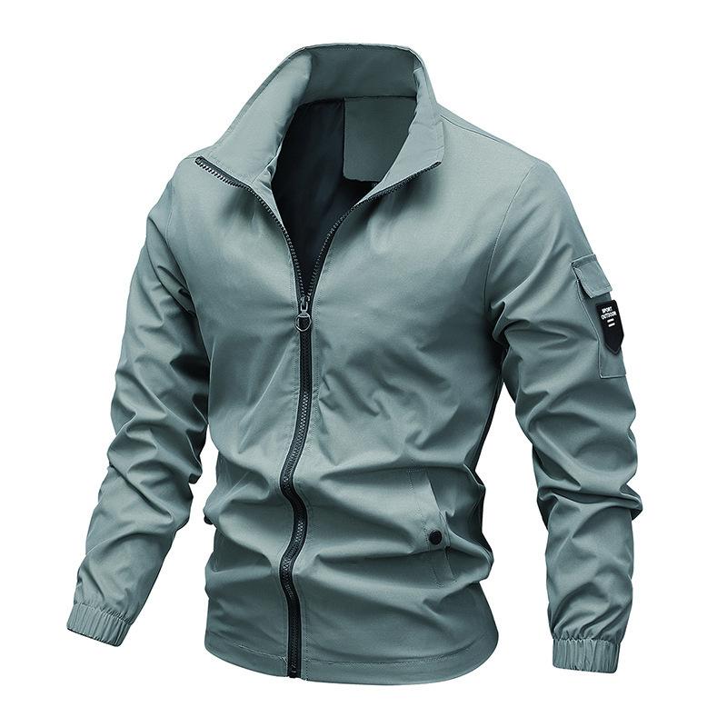 Spring and Summer New Men's Slim-fitting Fashion Simple Lapel Solid Color Breathable Long-sleeved Trendy Jacket