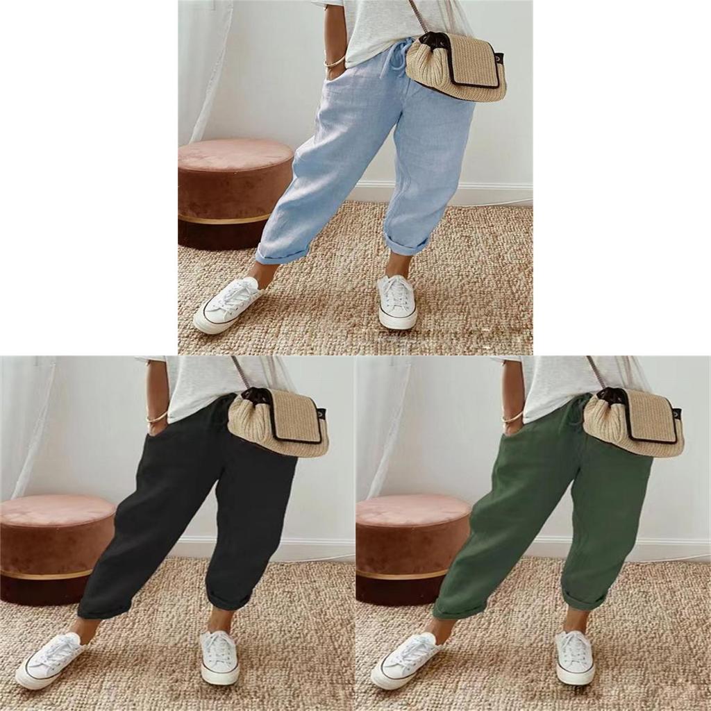 Cotton Casual Pants For Women With Pockets And Elastic Waist For Spring 2023