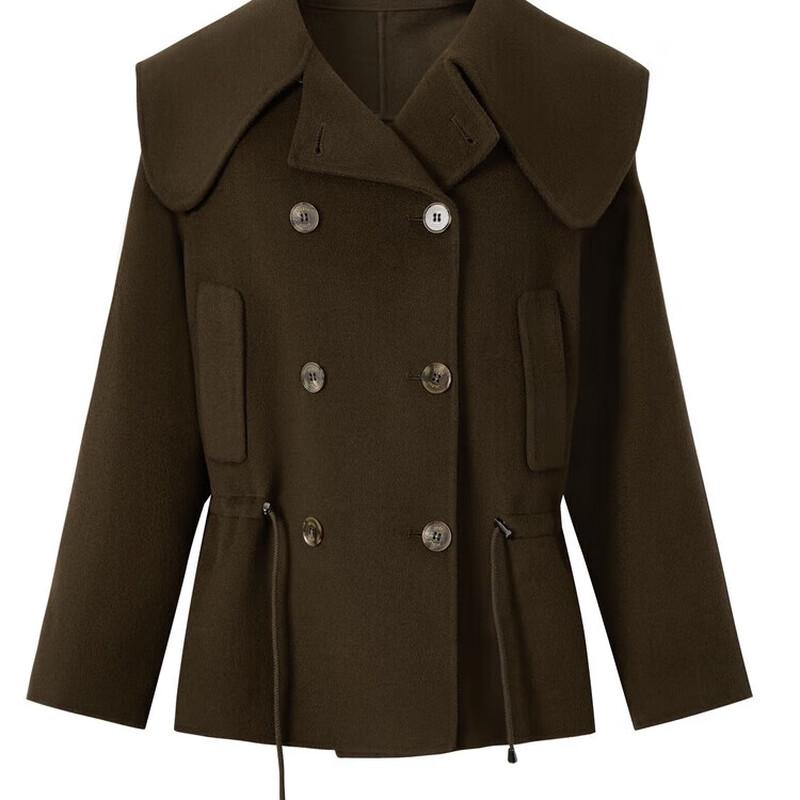 JIUZI AnnaCoco Women's Big Lapel Lamb Wool Coat