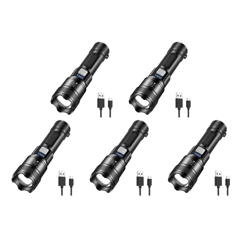 XHP50 High Power Flashlight Power Display Zoomable Flashlight 300LM Powerful LED Flashlight Mobile Power Bank for Camping Hiking