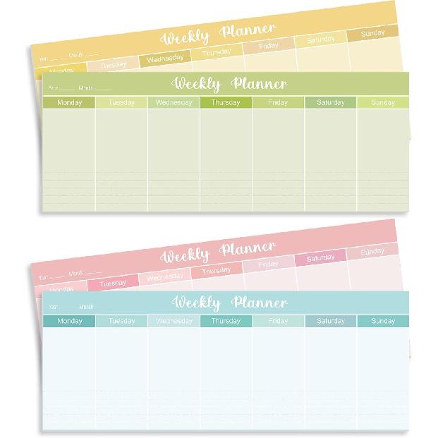 Geyee 120 Sheets Weekly Planner Notepad Tear off Weekly Calendar Pad to Do List Sticky Notepad Desk Schedule Planner for Student Habit Tracker