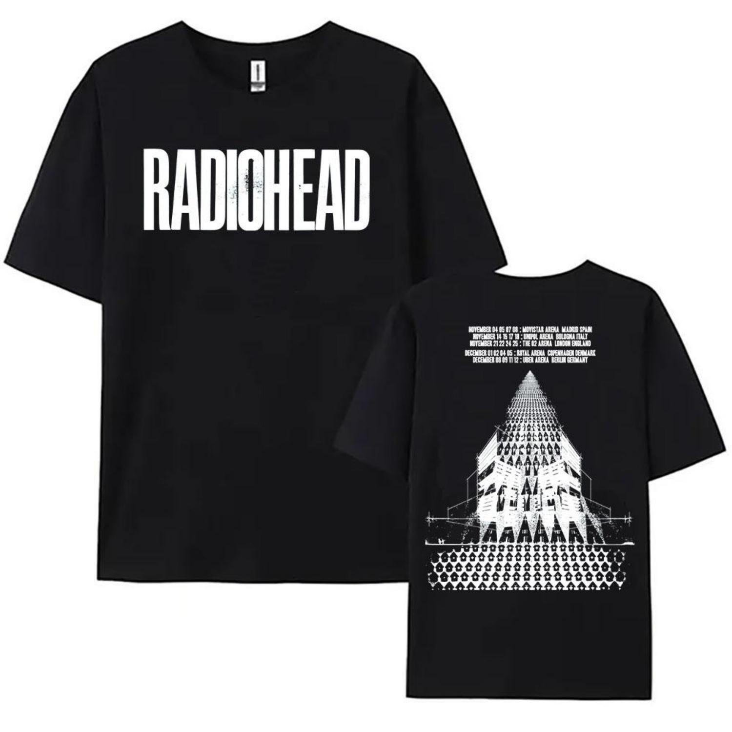 

Футболки Rock Band Radiohead Tour Мужские Женские Хлопок Модные Короткий Рукав Женский Мужской Оверсайз Футболка Повседневная С Круглым Вырезом Унисекс Уличная Одежда Печатные Футболки S чёрный