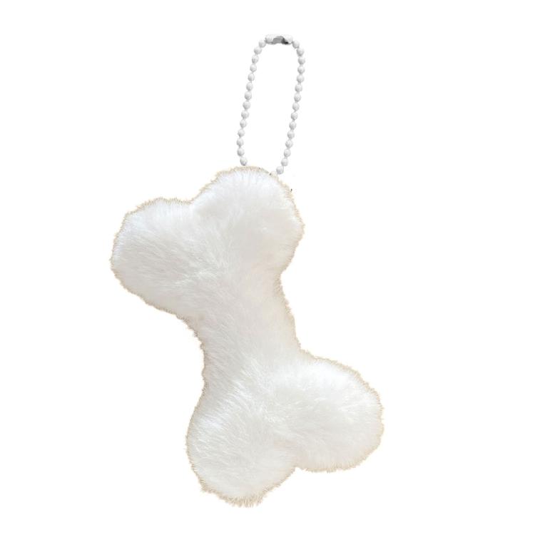 Unique Dog Bone Plush Dolls Keychain Plush Keyring Cute KeyRing Keychain 1 белый