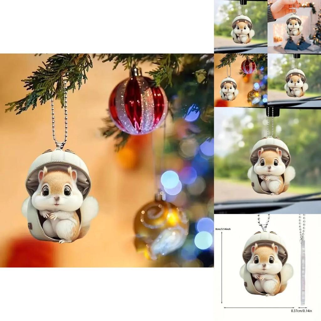 Squirrel Acrylic Car Pendant Couples Keychain Decoration For Car Interior Decor