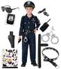 [Madrugada] Deluxe 12-teiliges Polizisten-Kostümset für Jungen - Polizeiuniform-Kostüm für Halloween mit Tattoo-Aufklebern - Kinderkostüm S809 (L