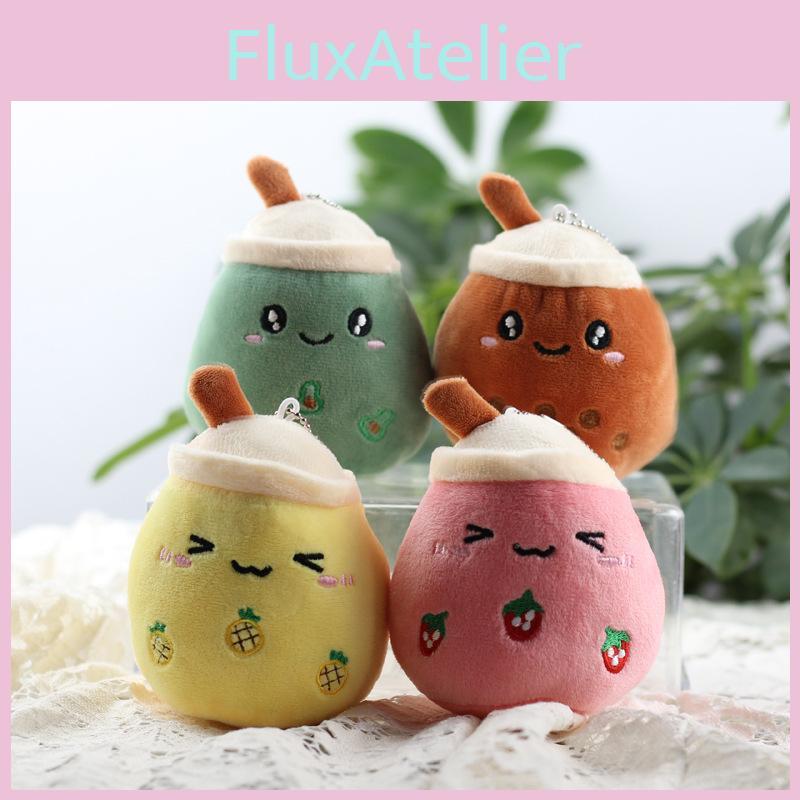 Adorable Plush Apple Fruit Milk Tea Cup Keychain Soft Short Plush Toy Gift
