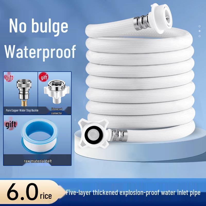 Fully Automatic Washing Machine Extended Inlet Hose with Agitator Drum, 4-Point Threaded Connection
