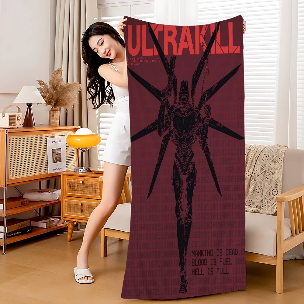 Anime Game U_ULTRAKILLs Microfiber Printed Beach Towel Mountain Climbing Yoga Beach Swimming Running Absorbent Soft Towel