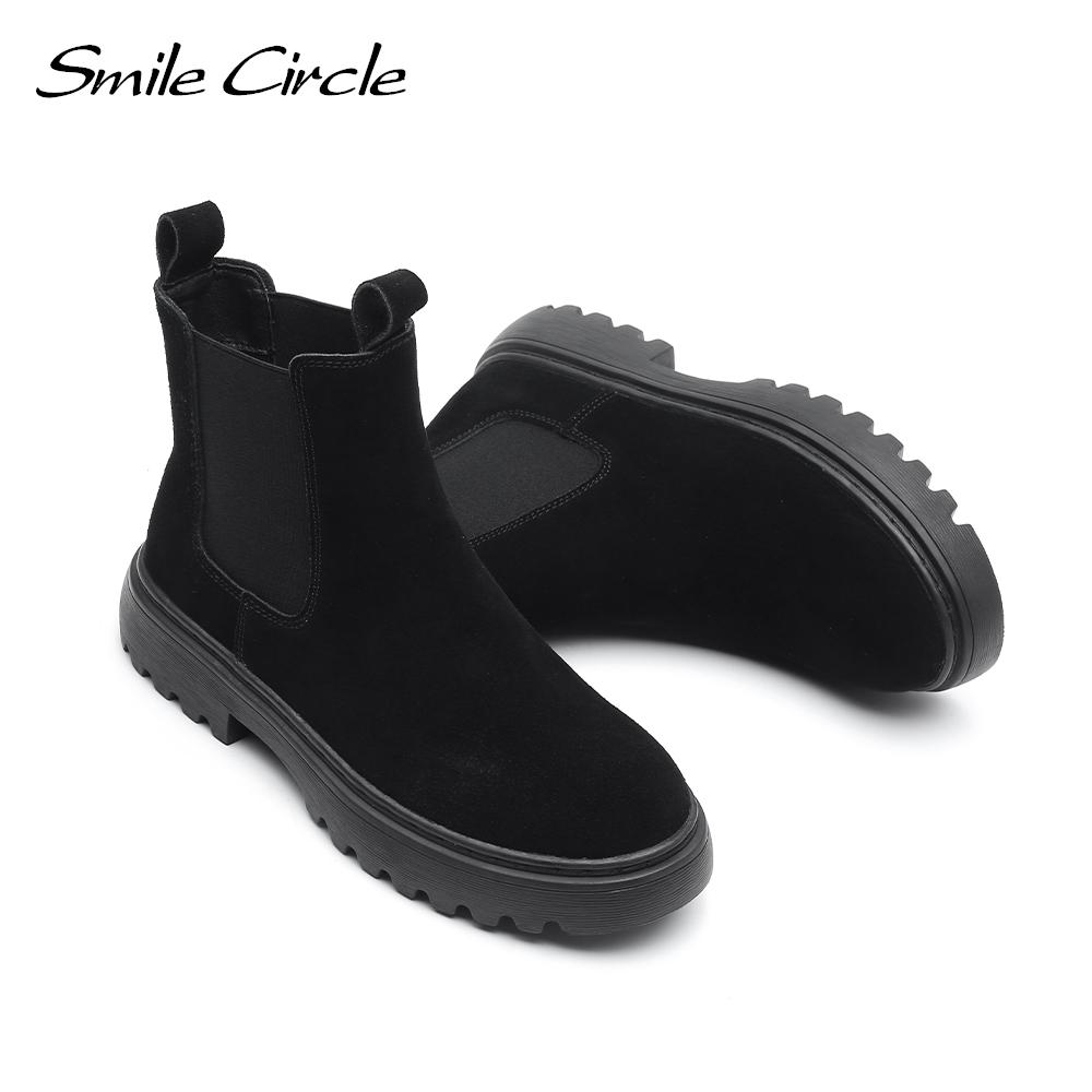 Chelsea Boots Suede Leather Ankle Boots Women Autumn Slip-On Platform Boots Fashion Booties Femme