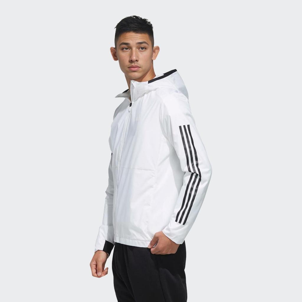 adidas Plaid Applique Sports Hooded Jacket White FM9430