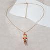 Creative Cartoon Alloy Drip Oil Inlaid Zircon Nutcracker Soldier Pendant Necklace Versatile Everyday Style