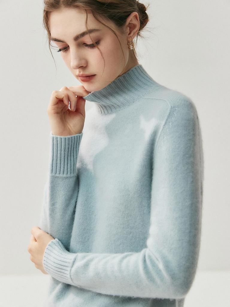 Que Fei Women's Classic Cashmere Half-High Collar Sweater - Soft, Thickened, Loose Knit Base Layer