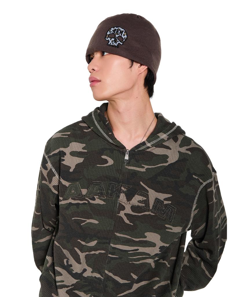 AAKAM Skull Beanie (Brown)