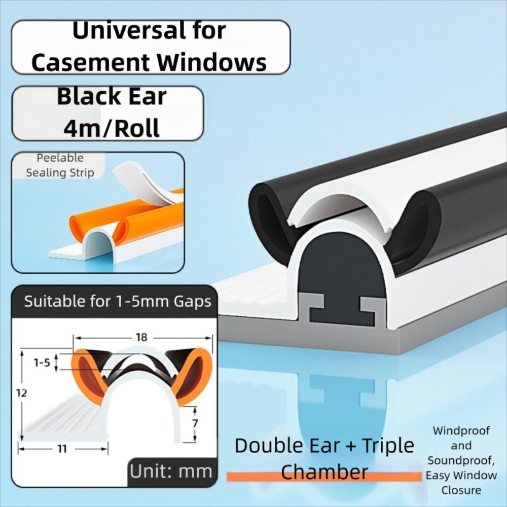 NEW 4m Casement Window Sealing Strip Windproof Soundproofing Window Weather Stripping Keep Warm TPE Insulation Strip Winter