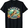 Nassau Bahamas Cute Sea Turtle Surfing T Shirt