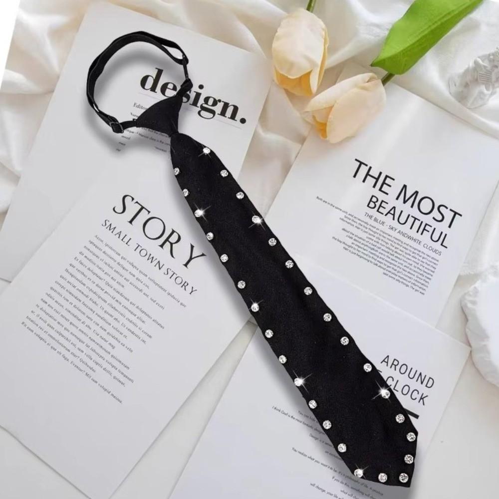 Glitter Business Adjustable Neck Tie Black Pre Tied Neck Tie  Uniform Shirt