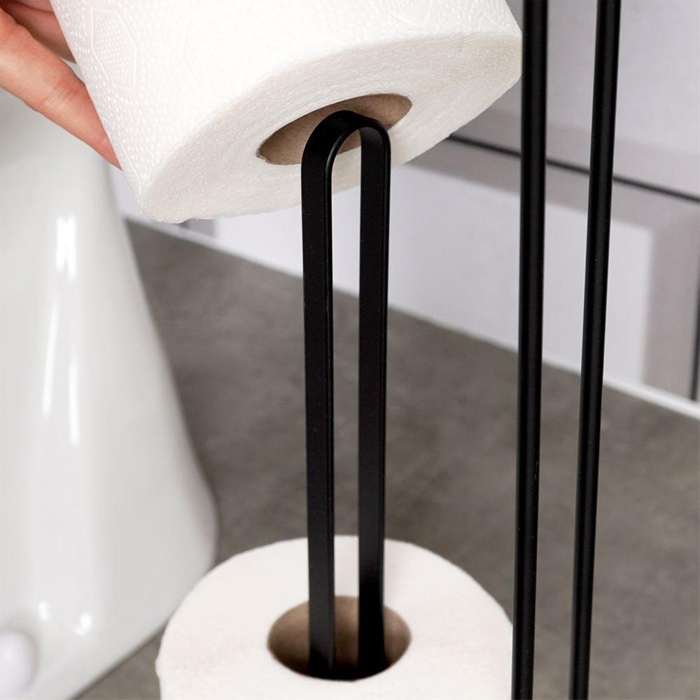 Black metal toilet paper stand 54 cm