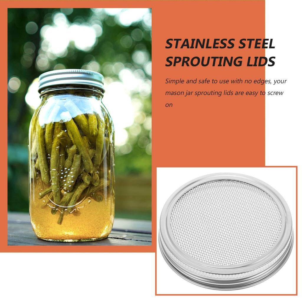 3Pcs Stainless Steel Sprouting Lids Wide Mouth Mason Jars for Making Organic Broccoli Bean Lentil Sprouting Jar