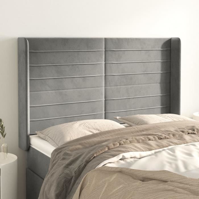VidaXL Headboard with Ears Light Grey 147x16x118-128 Cm Velvet3119768