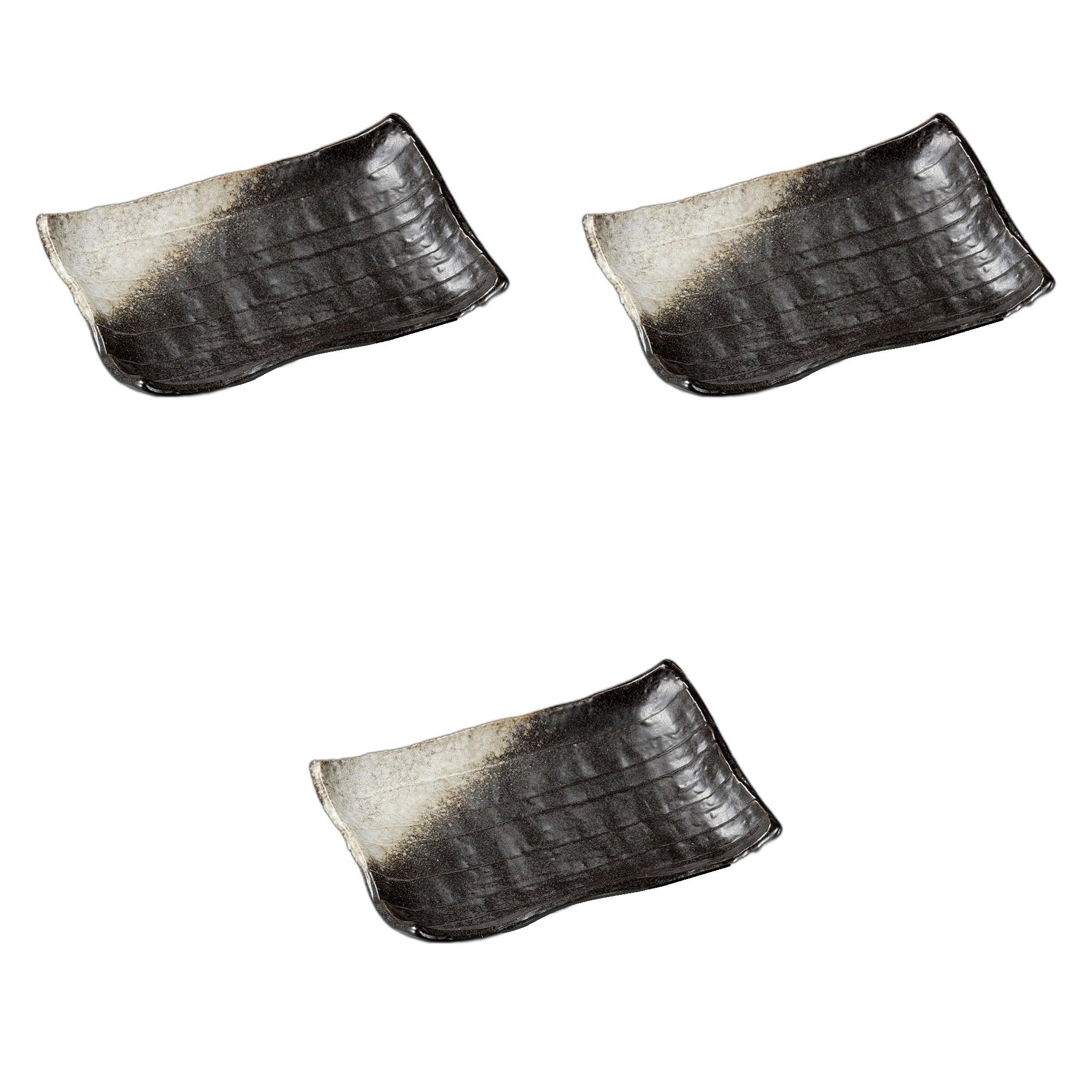 

Set of 3 SKT Black Pottery Plates x x Pottery Setomonohonpo [20.5 14.5 3.5 cm] Plates, Ceramic, чёрный