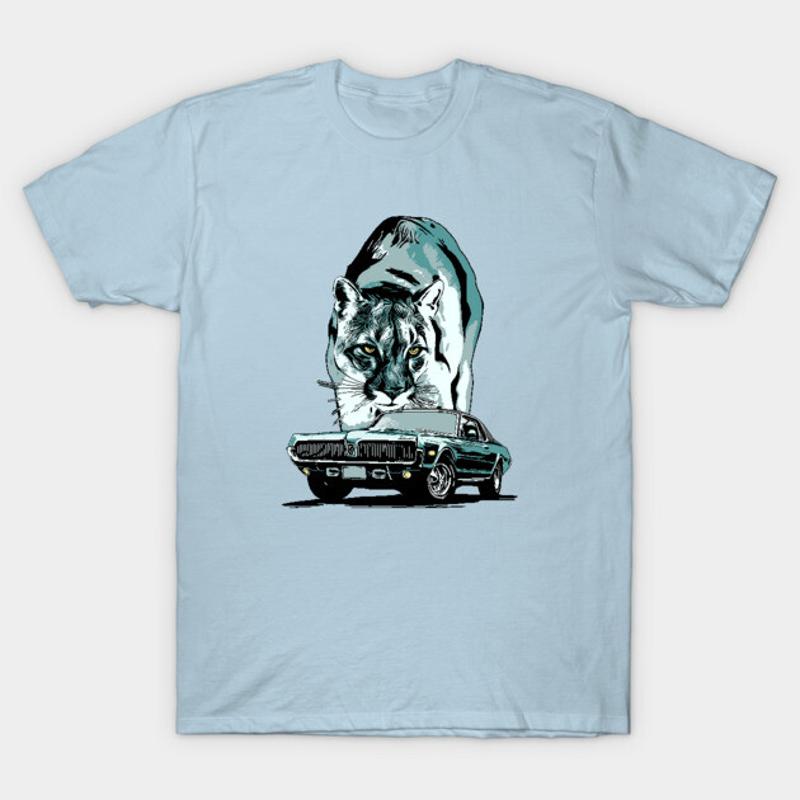 68 Mercury Cougar Cat Backdrop Blue Green Tshirt