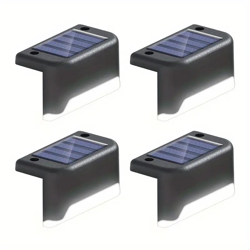 1/4PCS Solar LED Deck Lights Waterproof Outdoor Step Fence Lighting for Patio Yard Stairs Automatic Dusk-to-Dawn L-Shaped Design