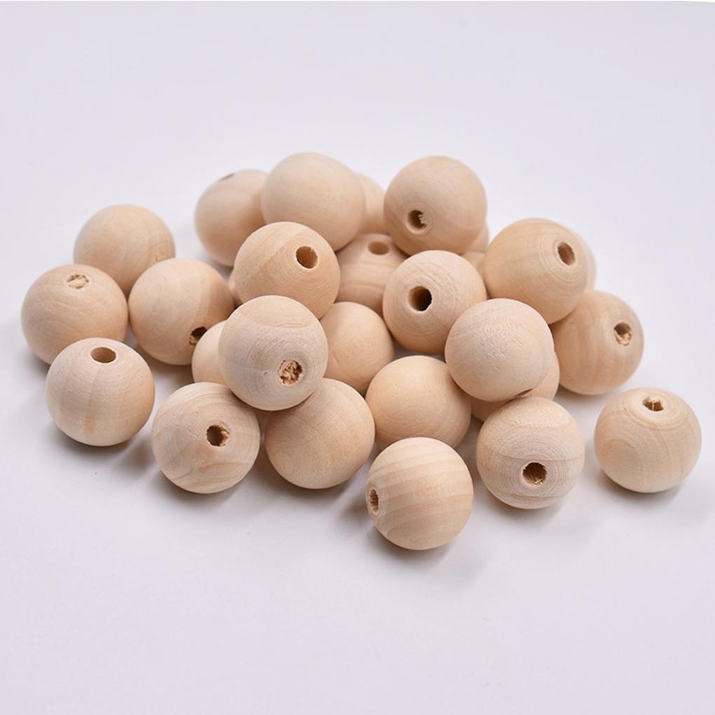 50pcs Wooden Round Beads Spacer Jewelry Necklace Bracelet Making Crafting DIY Beads Assorted Kit