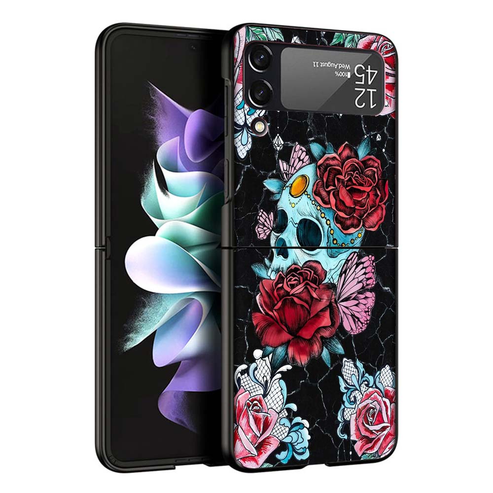 Human Skeleton Red Rose Phone Case For Samsung Galaxy Z Flip7 Flip6 5G Flip5 Flip4 Flip3 ZFlip 7 6 3 4 5 Shockproof Back Cover G