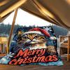 1pc Christmas Cat Outdoor Blanket - Lightweight Flannel Throw For Travel, Camping, Livingroom, Couch, Chair Yy251114221