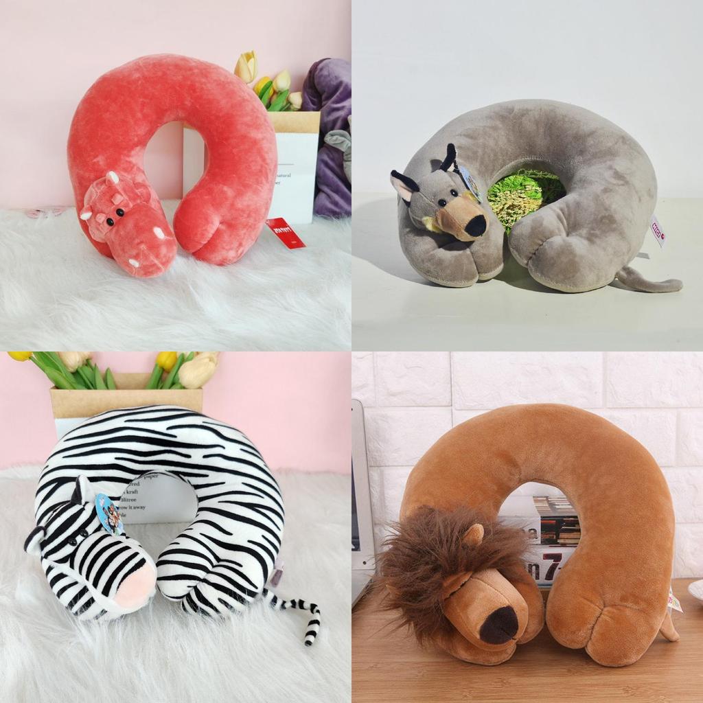 Cartoon Animal U Shaped Neck Pillow For Travel Sleep Rest With Pp Cotton Filling