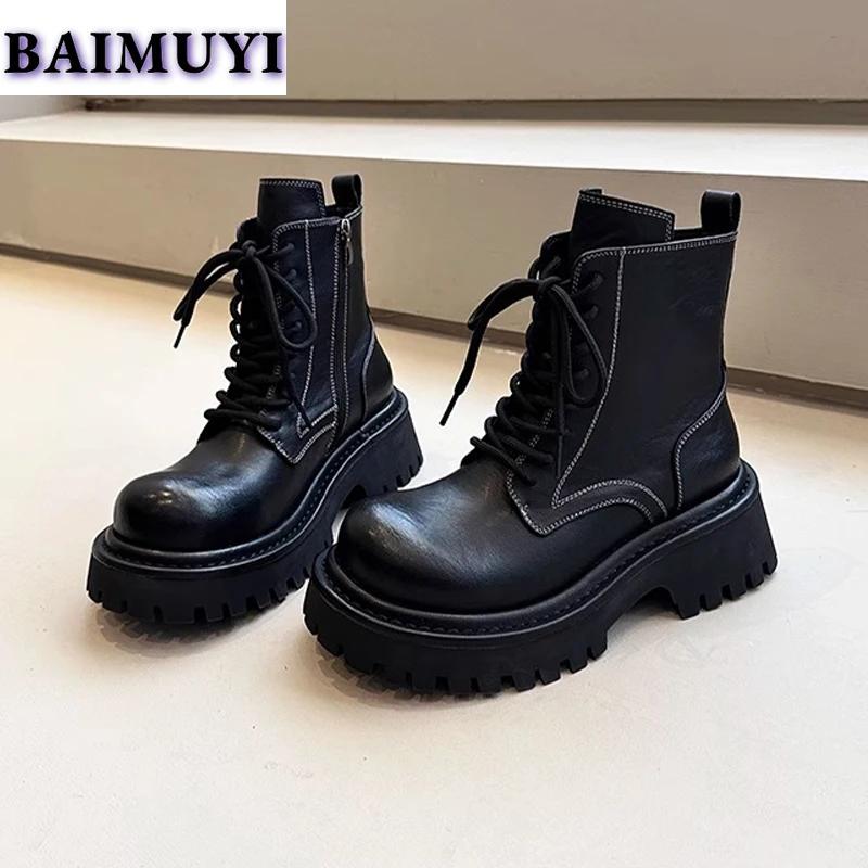 Platform Women Ankle Boots Mid Heels Shoes 2025 Trend Casual Brand Fashion Chelsea Boots Winter New Walking Pumps Mujer Botas