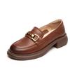 First layer cowhide loafers women's spring and autumn commuting new rubber sole British style work versatile small leather shoes women's shoes