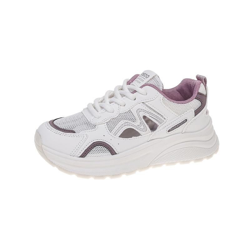 

Модные и универсальные повседневные дышащие увеличивающие рост сетчатые кроссовки для женщин, летние новые модели 2025 года, демонстрирующие маленькую и легкую спортивную обувь 40 фиолетовый