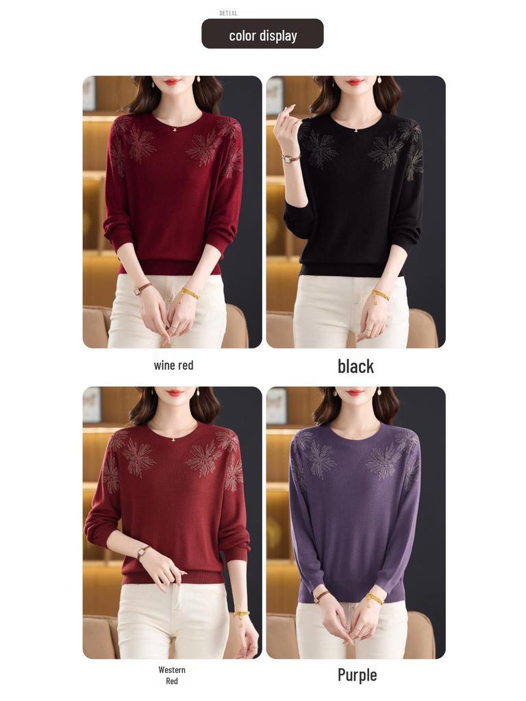 Edle Übergrößen-Frühlings- und Herbstpullover für Frauen mittleren und höheren Alters - Neues 2025 Slim-Fit Bauch kaschierendes Basic-Shirt